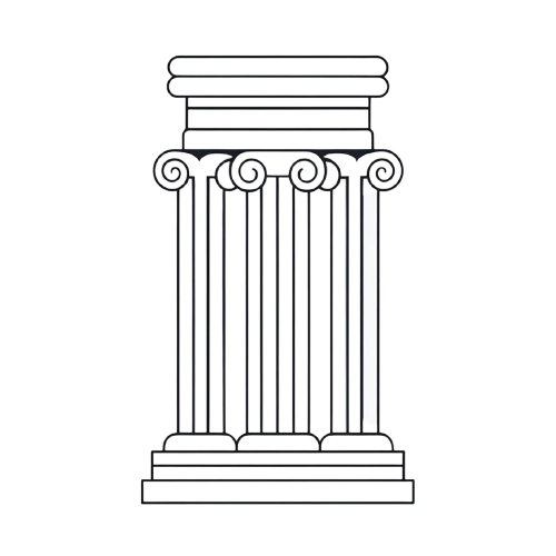 Line drawing of a classical column on a white background